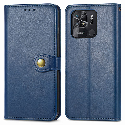 Funda de Cuero Cartera con Soporte Carcasa S05D para Xiaomi Redmi 10 India Azul