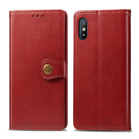 Funda de Cuero Cartera con Soporte Carcasa S05D para Xiaomi Redmi 9i Rojo