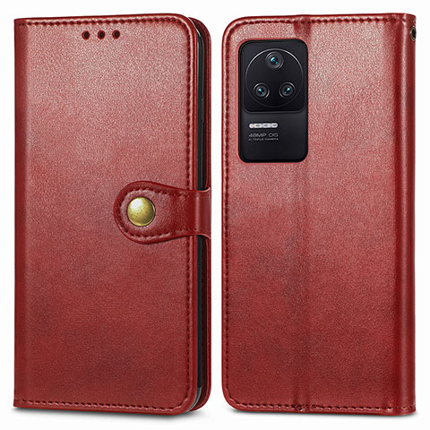 Funda de Cuero Cartera con Soporte Carcasa S05D para Xiaomi Redmi K40S 5G Rojo