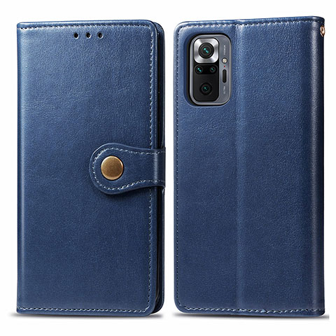 Funda de Cuero Cartera con Soporte Carcasa S05D para Xiaomi Redmi Note 10 Pro 4G Azul