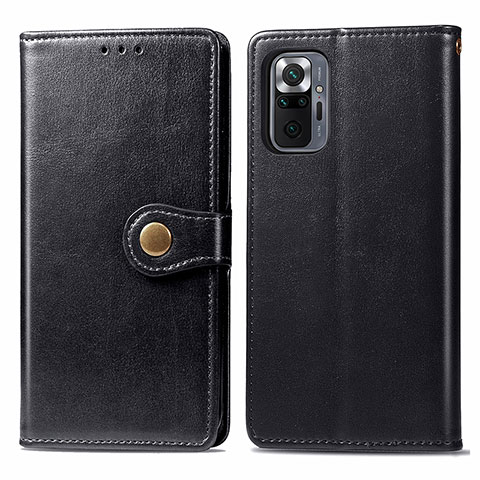 Funda de Cuero Cartera con Soporte Carcasa S05D para Xiaomi Redmi Note 10 Pro 4G Negro