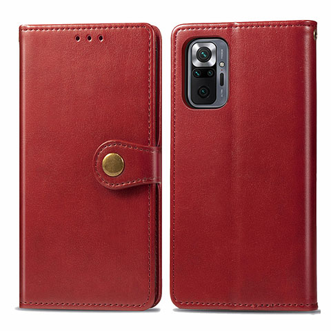 Funda de Cuero Cartera con Soporte Carcasa S05D para Xiaomi Redmi Note 10 Pro 4G Rojo