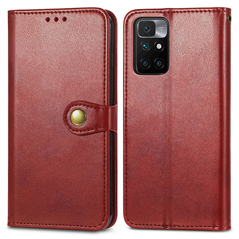 Funda de Cuero Cartera con Soporte Carcasa S05D para Xiaomi Redmi Note 11 4G (2021) Rojo