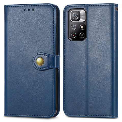 Funda de Cuero Cartera con Soporte Carcasa S05D para Xiaomi Redmi Note 11 5G Azul