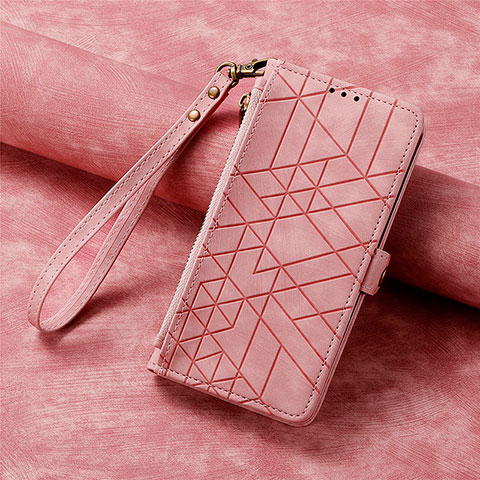 Funda de Cuero Cartera con Soporte Carcasa S06D para Apple iPhone 14 Pro Oro Rosa