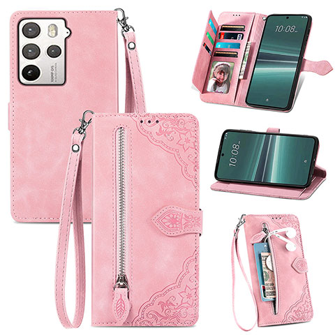 Funda de Cuero Cartera con Soporte Carcasa S06D para HTC U23 5G Rosa