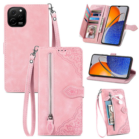 Funda de Cuero Cartera con Soporte Carcasa S06D para Huawei Enjoy 50z Rosa