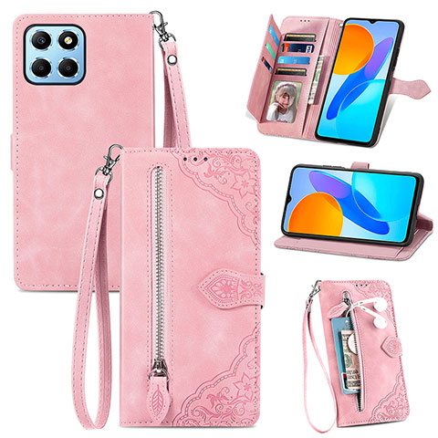 Funda de Cuero Cartera con Soporte Carcasa S06D para Huawei Honor 70 Lite 5G Rosa