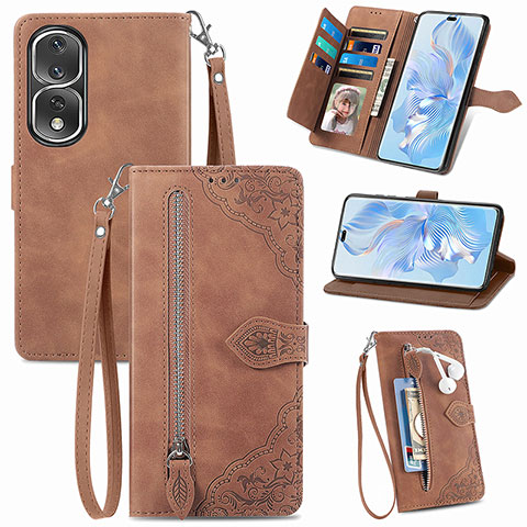 Funda de Cuero Cartera con Soporte Carcasa S06D para Huawei Honor 80 Pro Flat 5G Marron