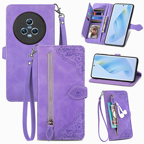 Funda de Cuero Cartera con Soporte Carcasa S06D para Huawei Honor Magic5 5G Morado