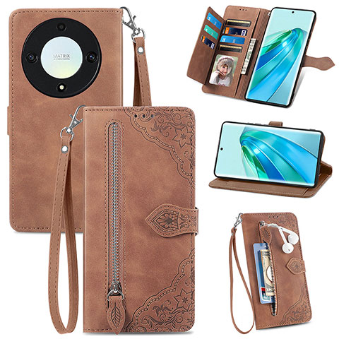 Funda de Cuero Cartera con Soporte Carcasa S06D para Huawei Honor Magic5 Lite 5G Marron