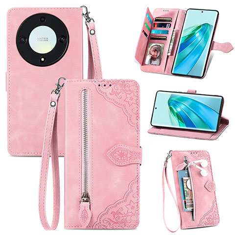 Funda de Cuero Cartera con Soporte Carcasa S06D para Huawei Honor Magic5 Lite 5G Rosa