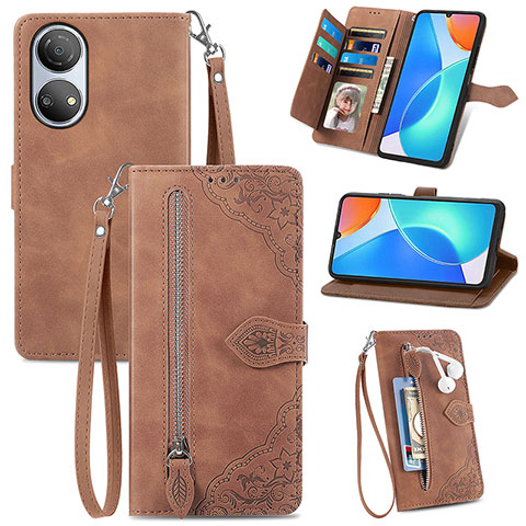 Funda de Cuero Cartera con Soporte Carcasa S06D para Huawei Honor X7 Marron