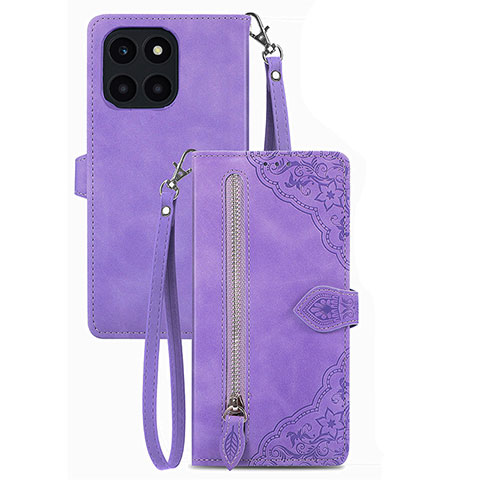 Funda de Cuero Cartera con Soporte Carcasa S06D para Huawei Honor X8b Morado