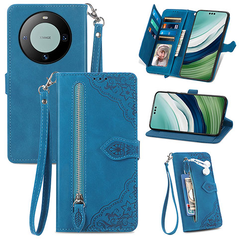 Funda de Cuero Cartera con Soporte Carcasa S06D para Huawei Mate 60 Pro+ Plus Azul