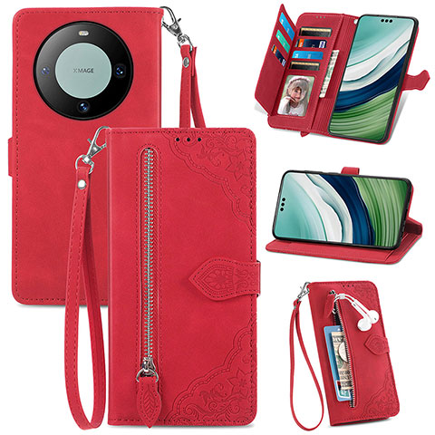 Funda de Cuero Cartera con Soporte Carcasa S06D para Huawei Mate 60 Pro+ Plus Rojo