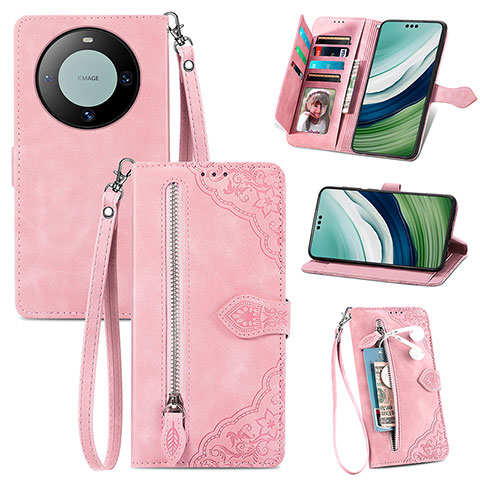 Funda de Cuero Cartera con Soporte Carcasa S06D para Huawei Mate 60 Pro+ Plus Rosa