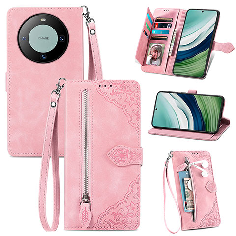 Funda de Cuero Cartera con Soporte Carcasa S06D para Huawei Mate 60 Rosa