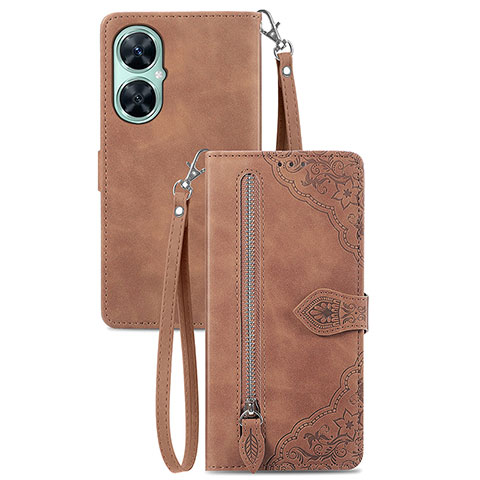 Funda de Cuero Cartera con Soporte Carcasa S06D para Huawei Nova 11i Marron