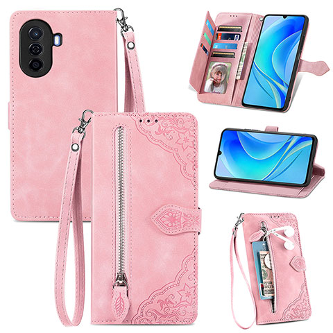 Funda de Cuero Cartera con Soporte Carcasa S06D para Huawei Nova Y70 Plus Rosa