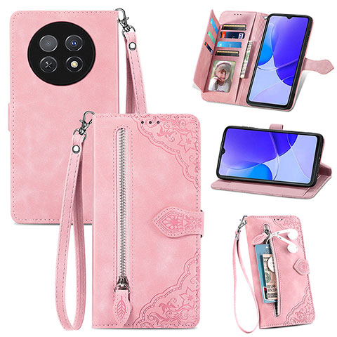 Funda de Cuero Cartera con Soporte Carcasa S06D para Huawei Nova Y91 Rosa