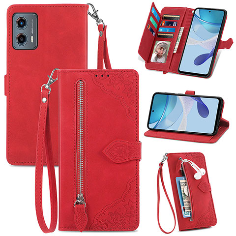 Funda de Cuero Cartera con Soporte Carcasa S06D para Motorola Moto G 5G (2023) Rojo