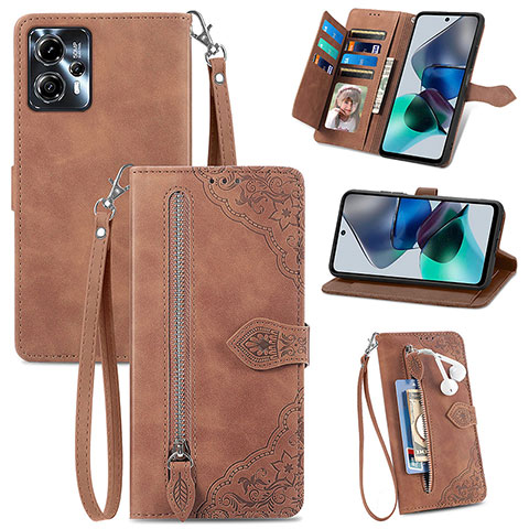 Funda de Cuero Cartera con Soporte Carcasa S06D para Motorola Moto G13 Marron