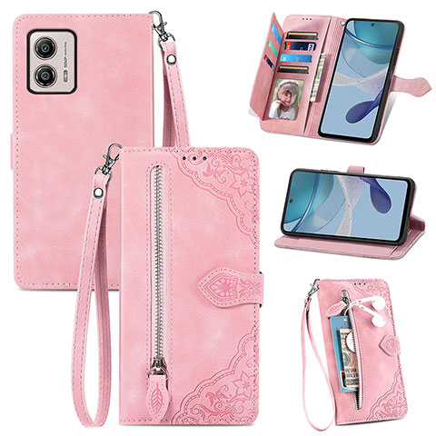 Funda de Cuero Cartera con Soporte Carcasa S06D para Motorola Moto G53y 5G Rosa