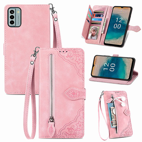 Funda de Cuero Cartera con Soporte Carcasa S06D para Nokia G22 Rosa