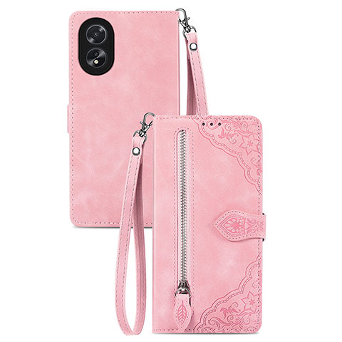 Funda de Cuero Cartera con Soporte Carcasa S06D para Oppo A18 Rosa