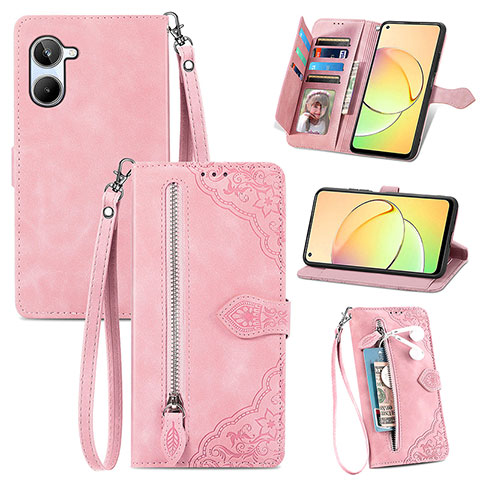 Funda de Cuero Cartera con Soporte Carcasa S06D para Realme 10 4G Rosa