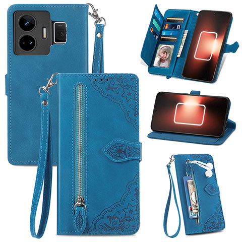 Funda de Cuero Cartera con Soporte Carcasa S06D para Realme GT Neo5 240W 5G Azul