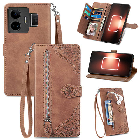 Funda de Cuero Cartera con Soporte Carcasa S06D para Realme GT Neo5 5G Marron