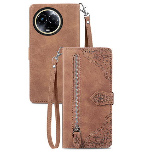 Funda de Cuero Cartera con Soporte Carcasa S06D para Realme V50s 5G Marron