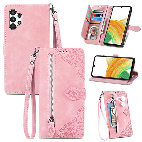 Funda de Cuero Cartera con Soporte Carcasa S06D para Samsung Galaxy A13 4G Rosa