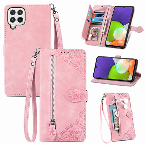 Funda de Cuero Cartera con Soporte Carcasa S06D para Samsung Galaxy A22 4G Rosa