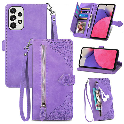 Funda de Cuero Cartera con Soporte Carcasa S06D para Samsung Galaxy A33 5G Morado