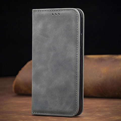 Funda de Cuero Cartera con Soporte Carcasa S06D para Samsung Galaxy A41 Gris