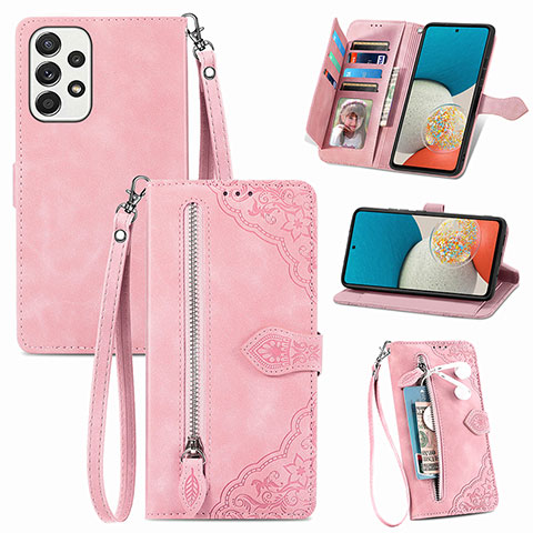 Funda de Cuero Cartera con Soporte Carcasa S06D para Samsung Galaxy A53 5G Rosa