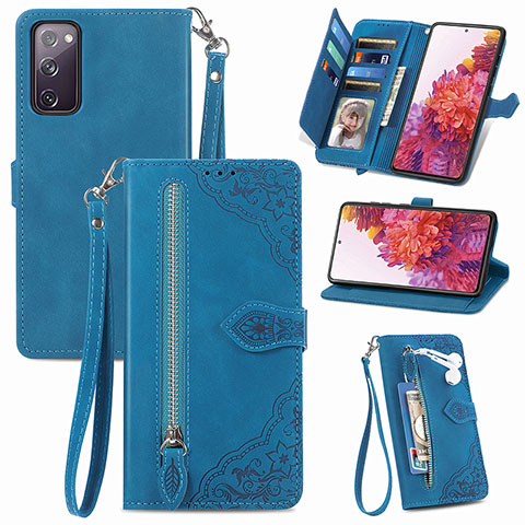 Funda de Cuero Cartera con Soporte Carcasa S06D para Samsung Galaxy S20 FE (2022) 5G Azul