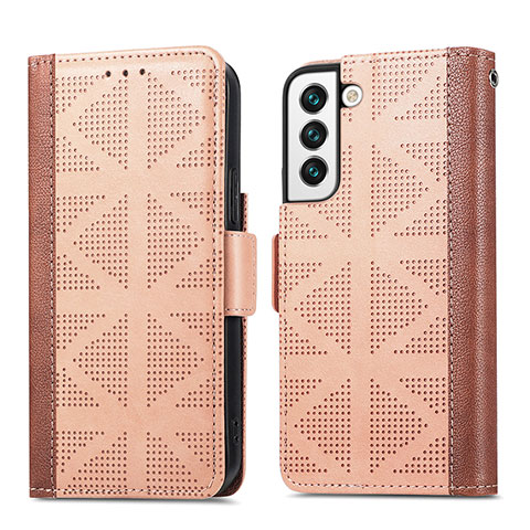 Funda de Cuero Cartera con Soporte Carcasa S06D para Samsung Galaxy S22 Plus 5G Marron Claro