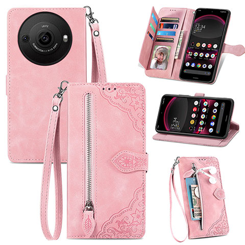 Funda de Cuero Cartera con Soporte Carcasa S06D para Sharp Aquos R8 Pro Rosa