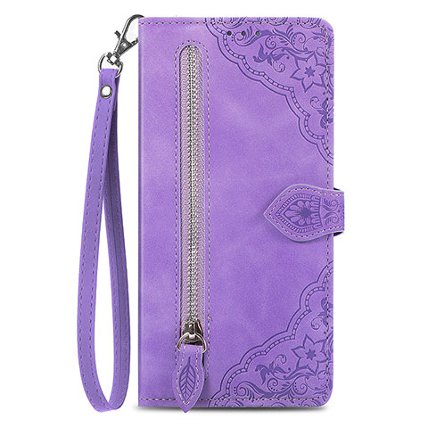 Funda de Cuero Cartera con Soporte Carcasa S06D para Vivo iQOO 10 5G Morado