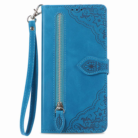 Funda de Cuero Cartera con Soporte Carcasa S06D para Vivo iQOO Z6x Azul