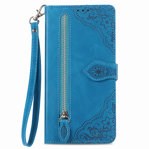 Funda de Cuero Cartera con Soporte Carcasa S06D para Vivo Y35 4G Azul