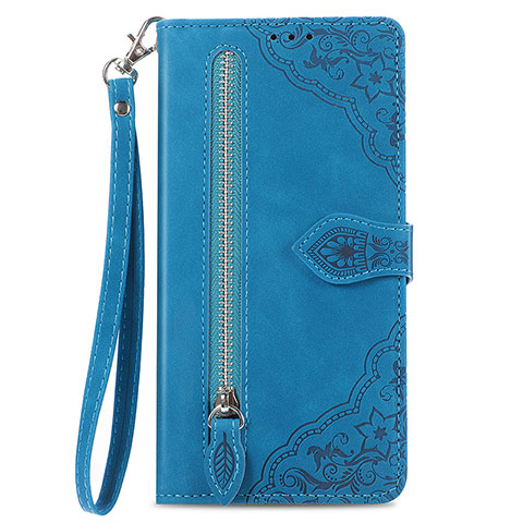 Funda de Cuero Cartera con Soporte Carcasa S06D para Vivo Y77 5G Azul