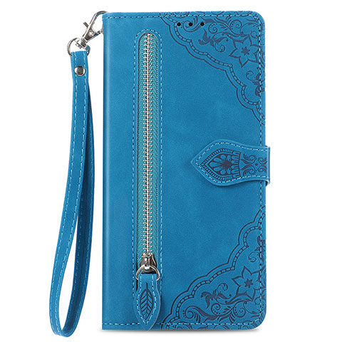 Funda de Cuero Cartera con Soporte Carcasa S06D para Vivo Y77e 5G Azul