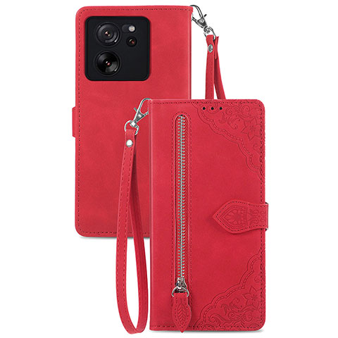 Funda de Cuero Cartera con Soporte Carcasa S06D para Xiaomi Mi 13T 5G Rojo