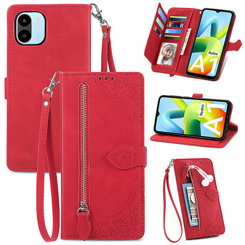 Funda de Cuero Cartera con Soporte Carcasa S06D para Xiaomi Poco C50 Rojo