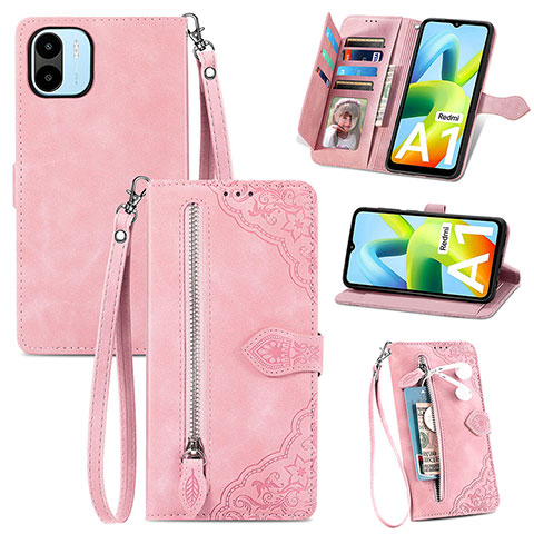 Funda de Cuero Cartera con Soporte Carcasa S06D para Xiaomi Poco C50 Rosa